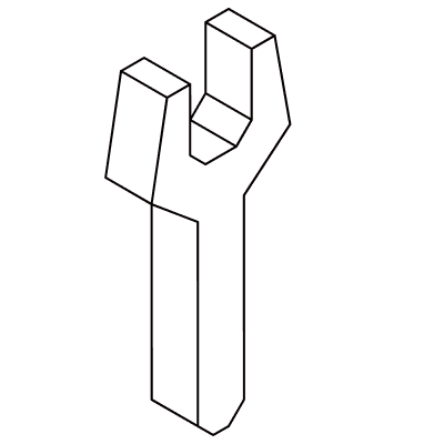 Icona di chiave inglese con contorno nero